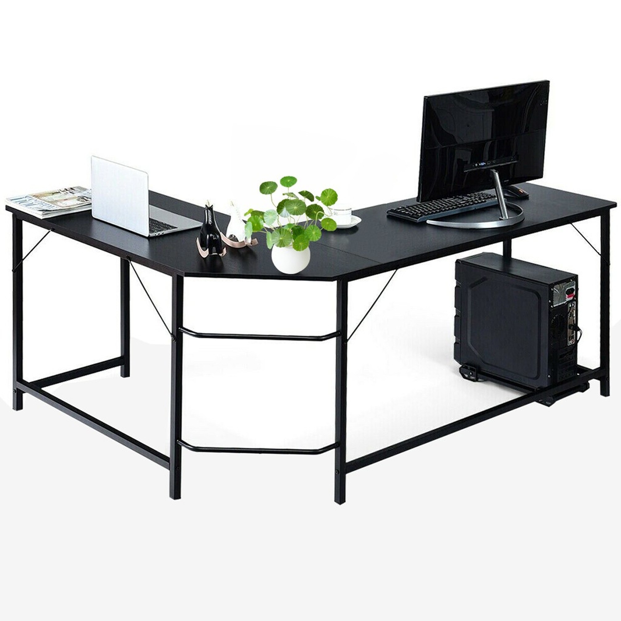 BOSCAREL Shaped Desk with Return Home Office Corner Desk Computer Table ...
