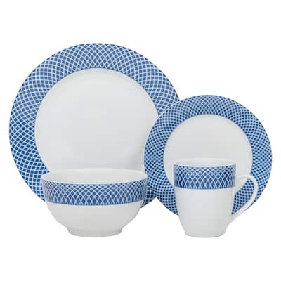 16-piece Porcelain Blue Diamond Dinnerware Set (Service for 4) - 10'5" x 0'5"