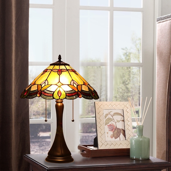 Chloe Howard Tiffany style 2 Light Table Lamp 16 Shade
