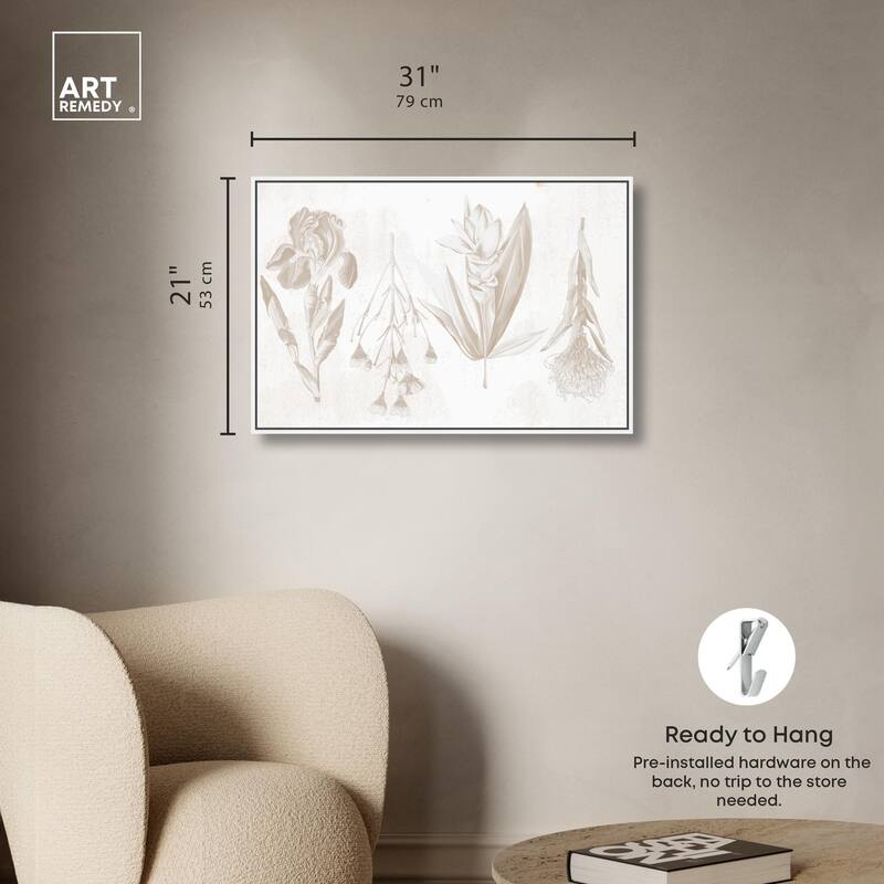 White Pressed Flora Canvas by Art Remedy