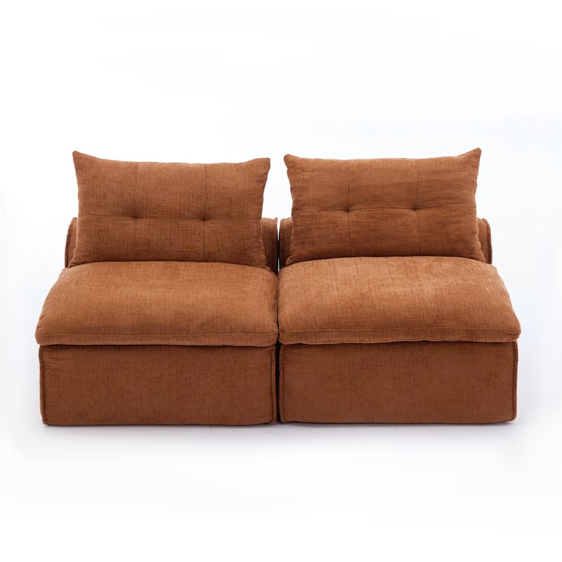 GDFStudio - Chenille Modular 2-Seater 66" Armless Lounge Loveseat Sofa