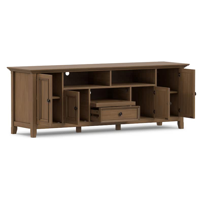 WYNDENHALL Halifax 72 inch Wide Solid Wood Transitional TV Stand - 72"w x 19"d x 26" h