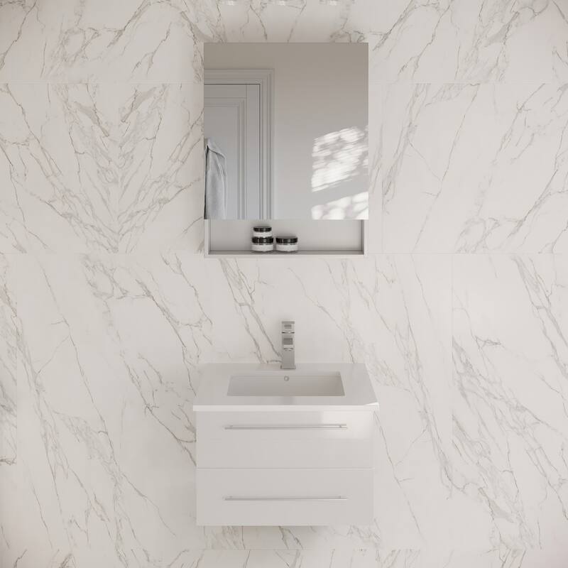 Fresca Lucera 24" Wall Mounted Single Basin Vanity Set with Cabinet,
