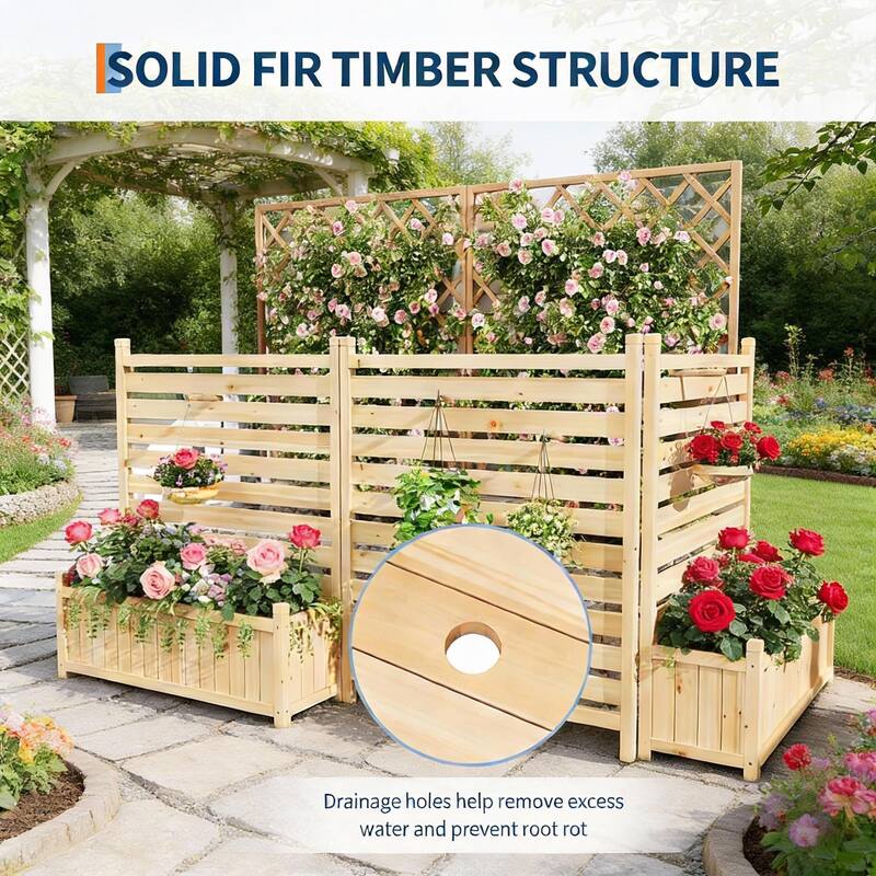 Outdoor Privacy Fence Panels, with Planter Box