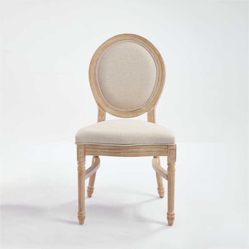 Dining Chairs Set of 2, Upholstered Chairs with Round Back, Wire Drawing and Carving Techniques,Disassemblable and Stackable