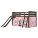 preview thumbnail 6 of 18, Twin Over Twin Low Bunk Bed with Slide & Princess Curtain