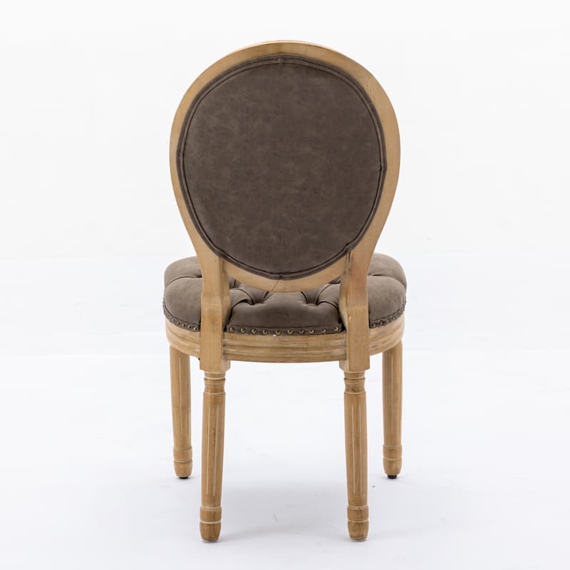 GDF Studio - French Traditional Wood PU Upholstered Dining Chairs with Tufted Back & Nailhead Trim, Set of 2
