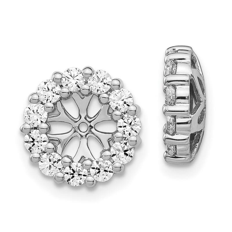 Curata 14k White Gold Diamond Earrings Jackets - 11x11mm Wide