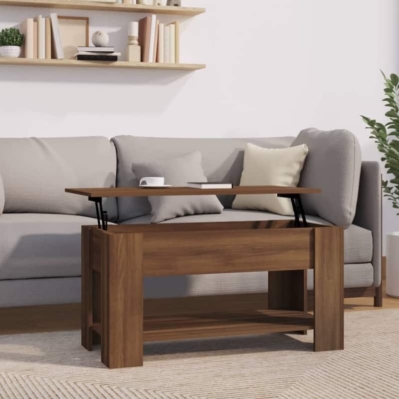 vidaXL Coffee Table Lift Top End Table Accent Side Sofa Table Engineered Wood - 39.8" x 19.3" x 20.5" - Brown oak