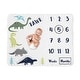 preview thumbnail 1 of 4, Mod Dino Collection Boy Baby Monthly Milestone Blanket - Blue, Green and Grey Modern Dinosaur Rawr