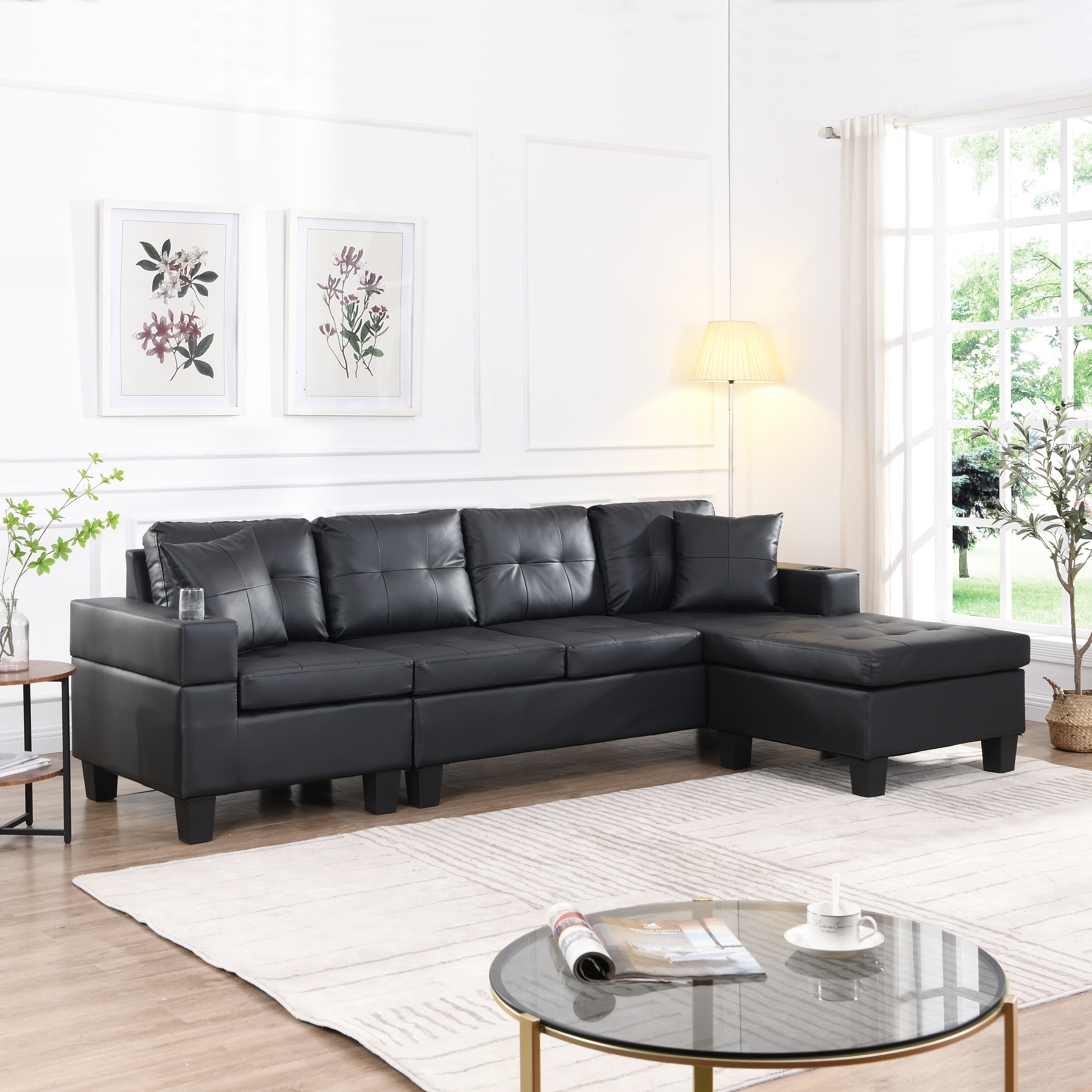 Sofa set sales with chaise lounge