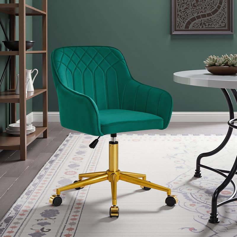 Javlergo 360° Swivel Rolling Chair Adjustable Height Modern Accent Chair with Silent Wheels for Living Room Office Guest Seating