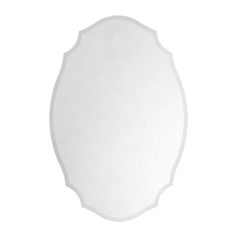 TEHOME Frameless Irregular Oval Medicine Cabinet Mirror with Adjustable Shelves