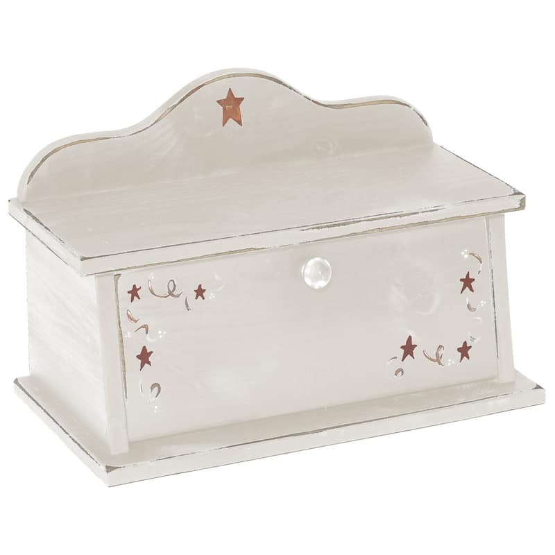 Handcrafted Amish Pine Bread Box - Antique White