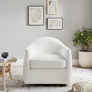 33" Swivel Barrel Chair with Removable Cushion in Teddy Fleece Upholstery