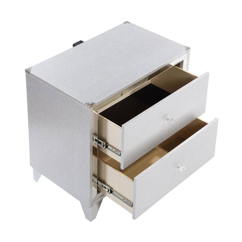 Elora Silver 2-drawer Nightstand with USB Port