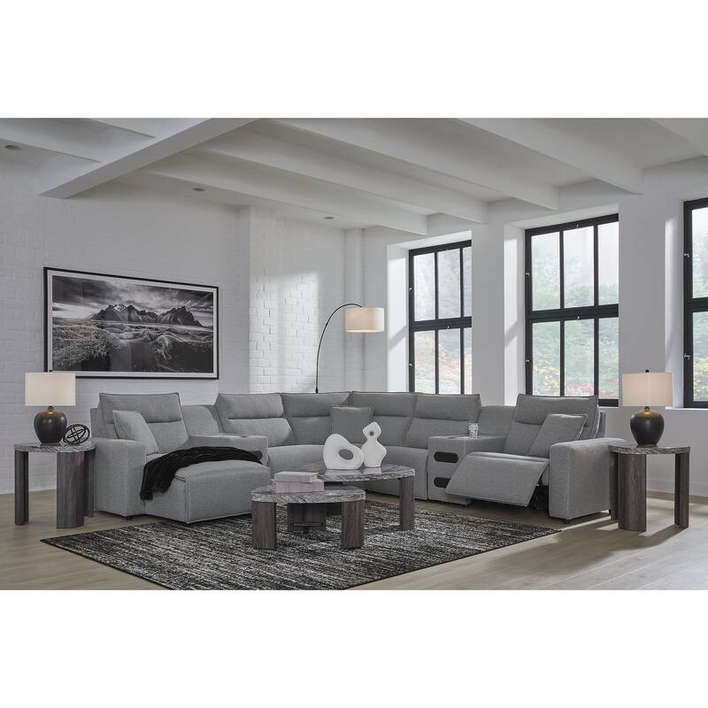 Signature Design by Ashley Modmax Gray 7-Piece Power Reclining Sectional with Chaise - 143" W x 143" D x 41" H