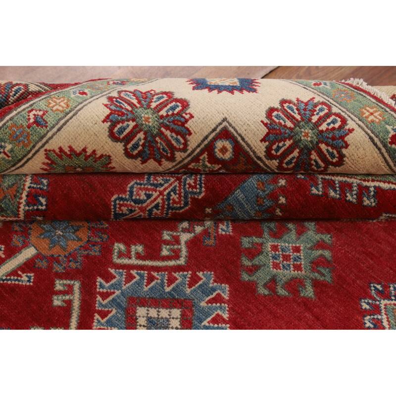 Red Traditional Kazak Oriental Area Rug Handmade Wool Carpet - 5'3" x 6'5"