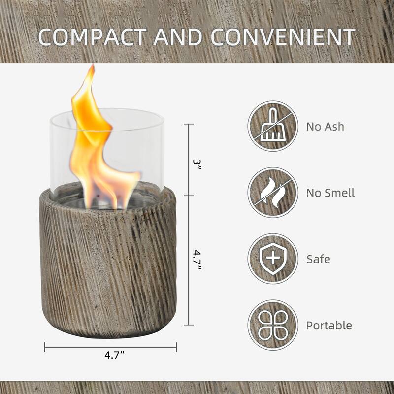 TerraFab Round Mini Tabletop Fireplace Indoor & Outdoor Portable