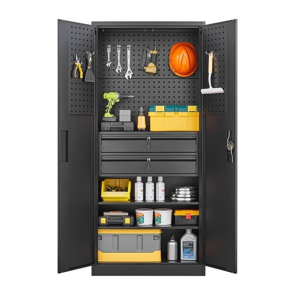 シェルフ GRANVIK 70.87 Inch Height Steel Storage Cabinet with 2 drawers and