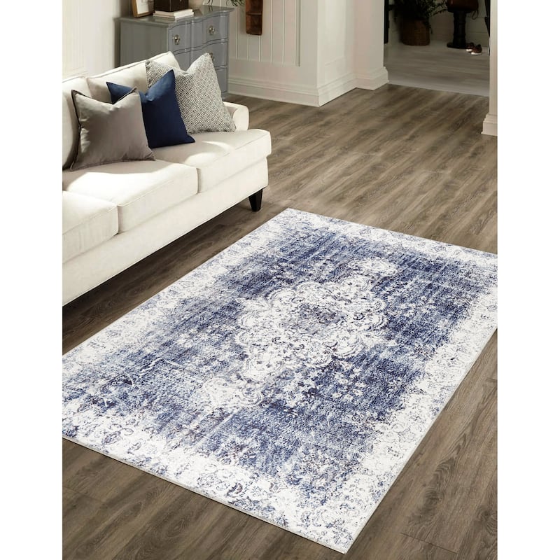 Vintage Medallion Machine Washable Non Slip Area Rugs for Living Room Bedroom Kitchen