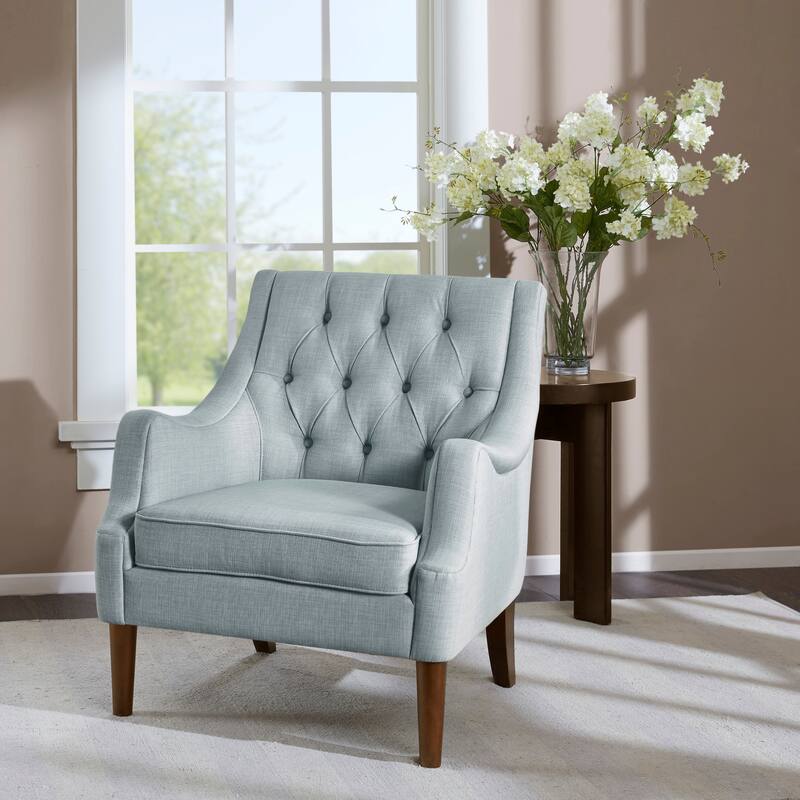 Madison Park Elle Button Tufted Accent Chair - Dusty Blue
