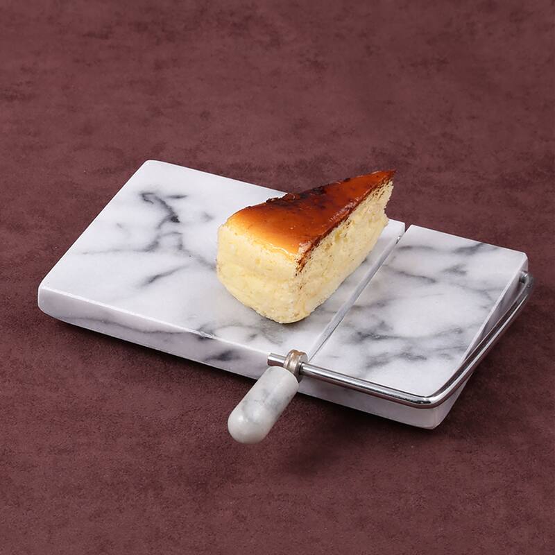 Creative Home Natural Off-White Marble 5" x 8" Cheese Slicer Butter Cutter
