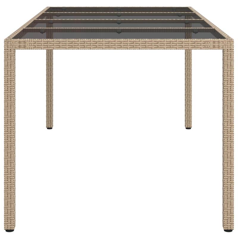 vidaXL Patio Table 74.8" Tempered Glass and Poly Rattan Table Multi Colors - 74.8 x 35.4 x 29.5 in