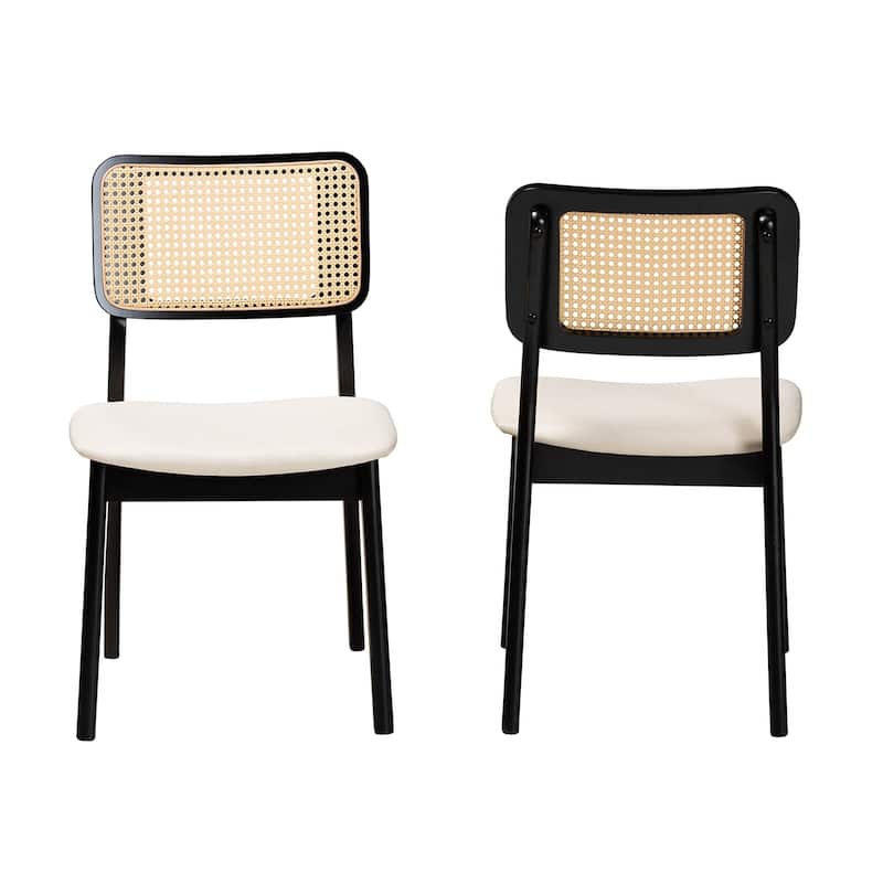 Dannon Mid-Century Modern Fabric and Finished Wood 2-Piece Dining Chair Set