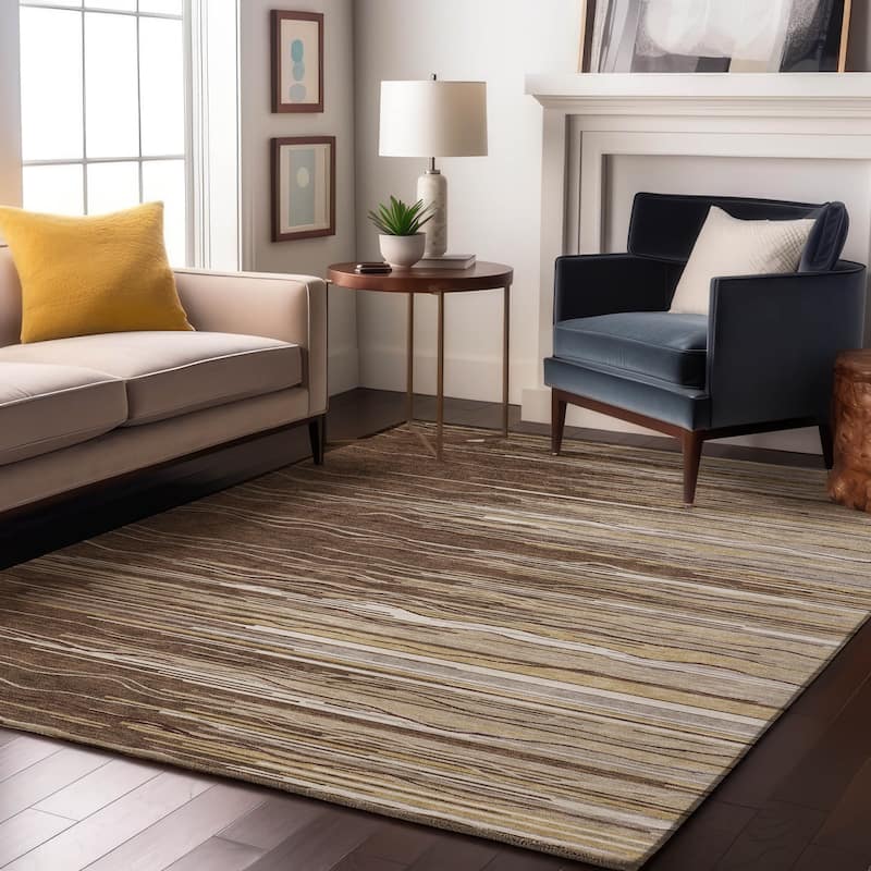 Premium Washable Super Soft Solid Landscape Mayfield Rug - Brown - 8' x 10'