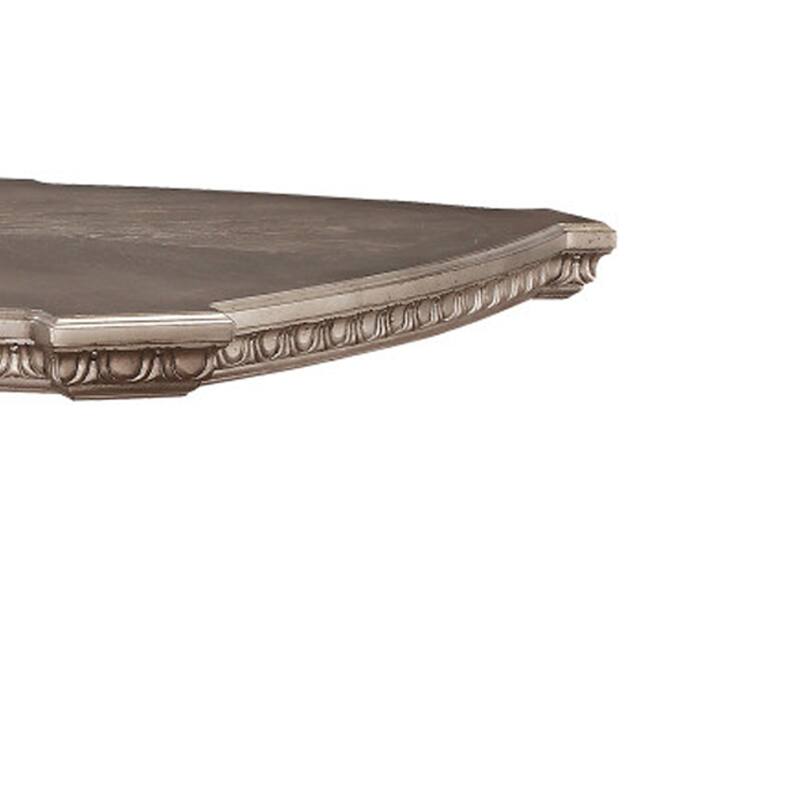 Wooden Extendable Dining Table with Double Pedestal Base, Silver