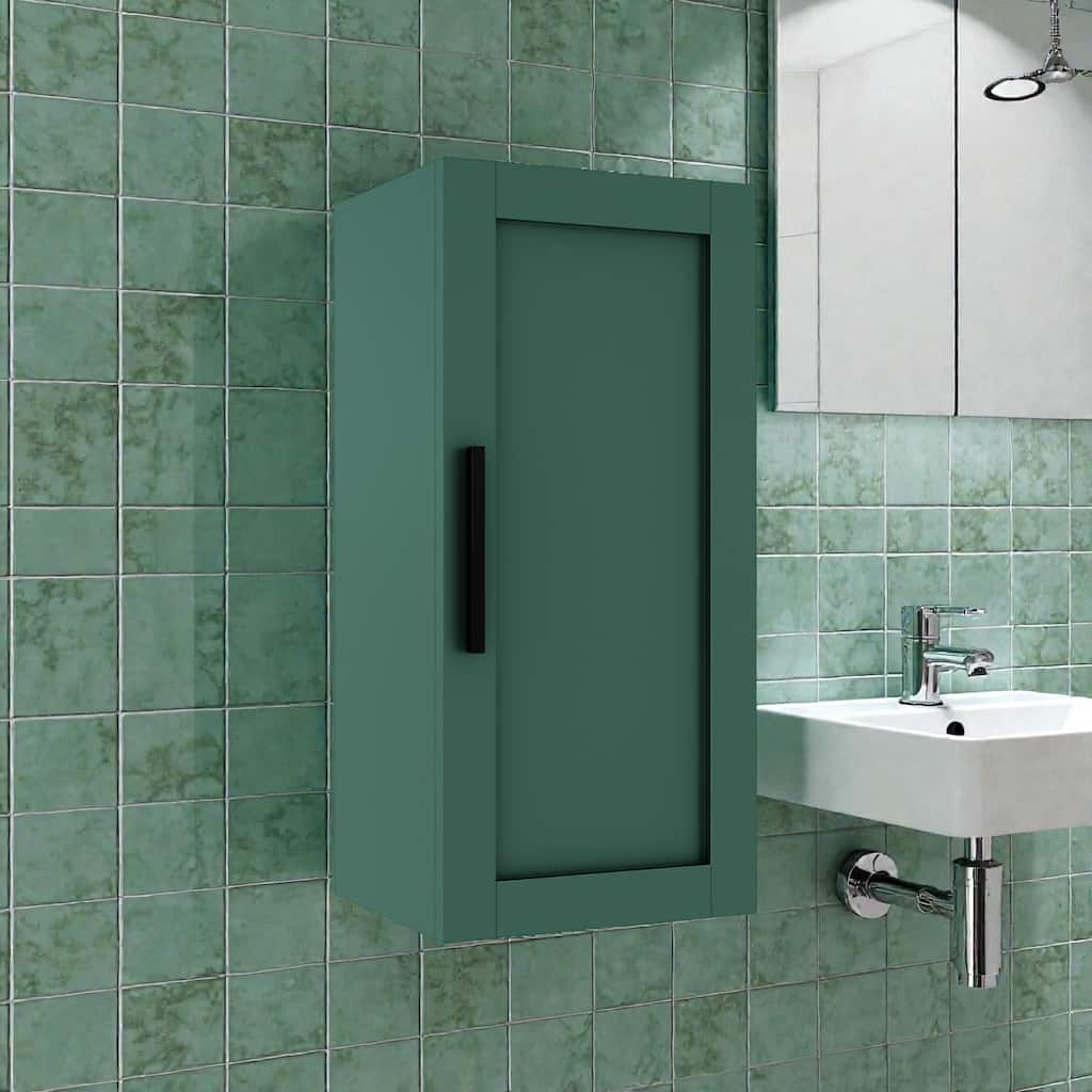 14" Wall-Mounted Floating Bathroom Side Cabinet, Particle Board Storage Cabinet with Soft-Close Door & Adjustable Shelf