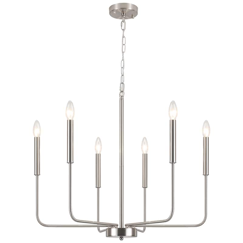 Modern 6-Light Candle Chandelier Classic Ceiling Light for Dining Room Kitchen Island - N/A