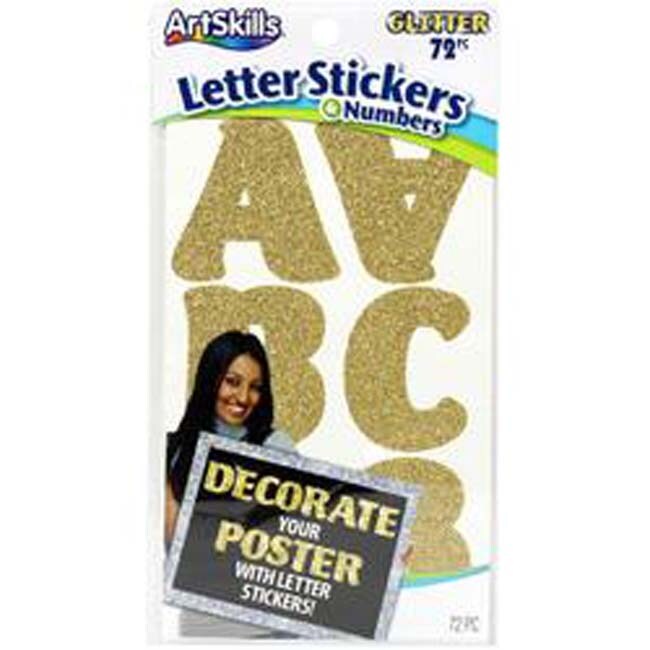 Shop Artskills Self Stick Poster Letters Numbers 72 Pkg Gold Glitter Overstock 21314241