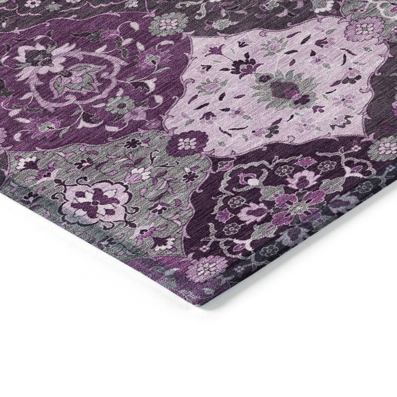 Machine Washable Indoor/ Outdoor Traditional Panel Chantille Rug