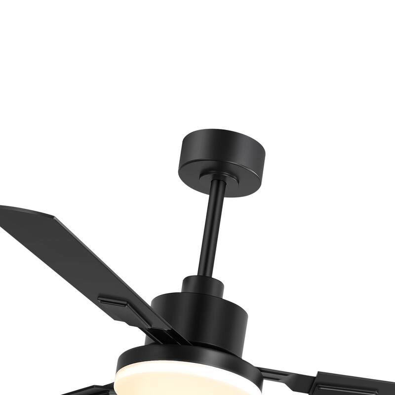 48"/52"/60"/72" Modern Black LED Ceiling Fan with Light Remote (3/5/6/8/12 Reversible Blades)
