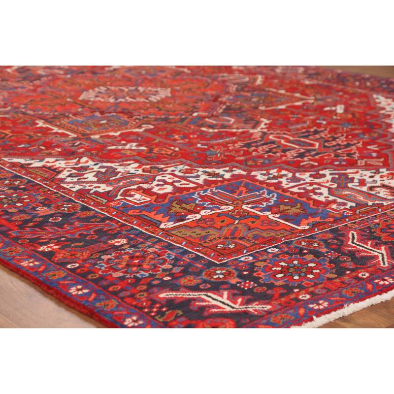 Hand Knotted Oriental 100% Wool Carpet Traditional Medallion Red Heriz Area Rug - 11' 0'' X 7' 9''
