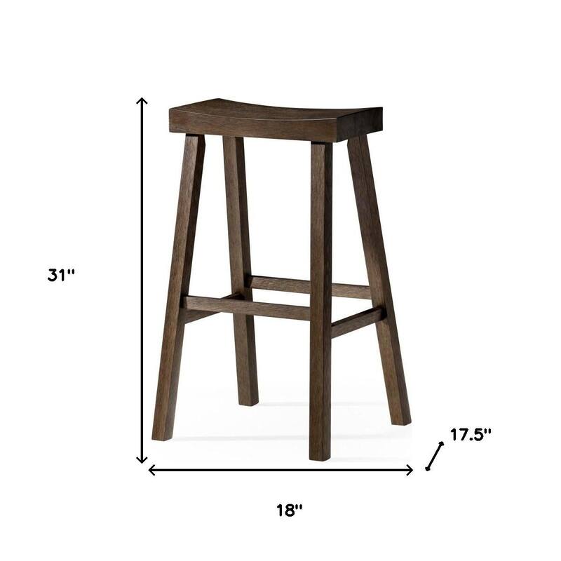 HomeRoots 31" Brown Solid Wood Backless Bar Height Bar Chair