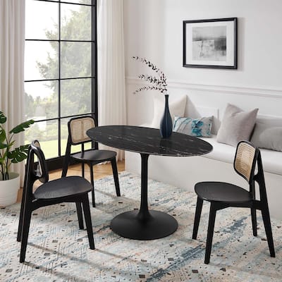 Lippa 54" Artificial Marble Oval Dining Table