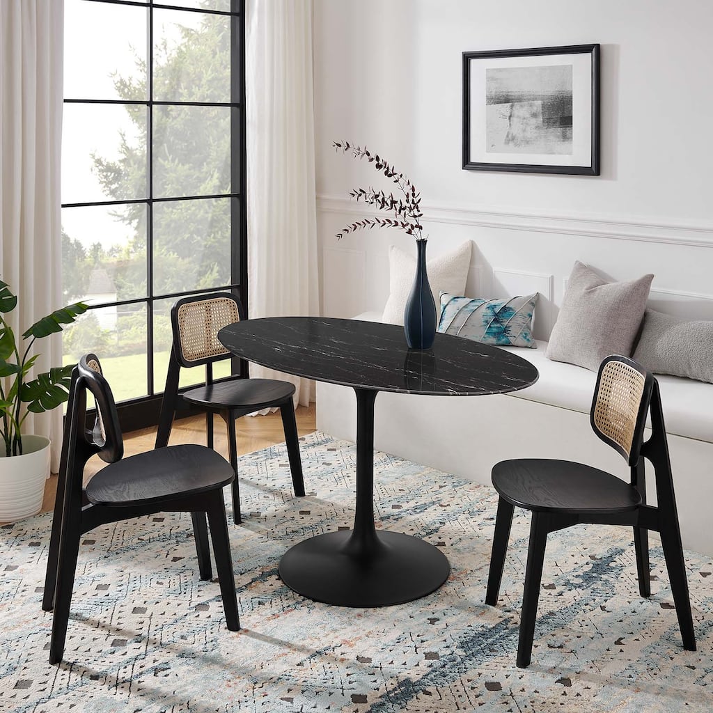 Lippa 54" Artificial Marble Oval Dining Table