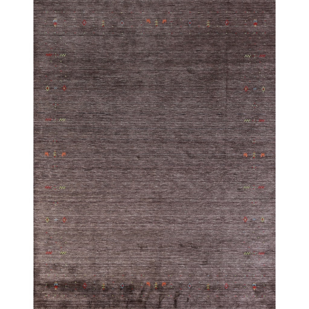 Hand Knotted Oriental 100% Wool Carpet Tribal Tribal Brown Gabbeh Area Rug - 9' 11'' X 8' 1''