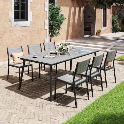 VredHom 7-Pieces Outdoor Aluminum Patio Dining Set with Stackable Chairs