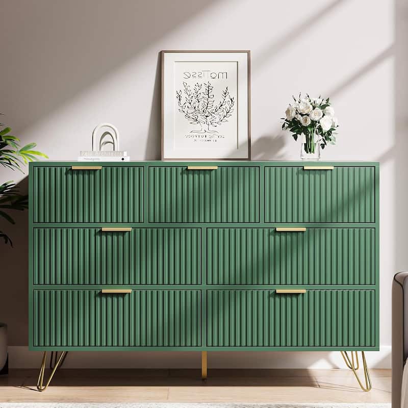 FURNIWAY Fluted Drawer Dresser for Bedroom