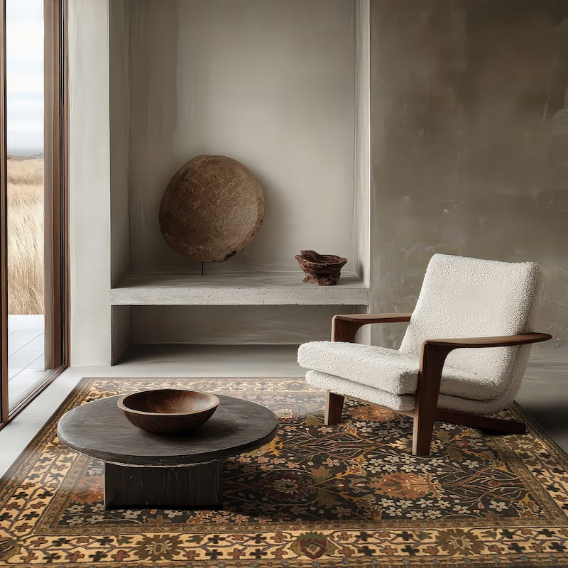 Home Decor Brown Hand-Tufted Wool Morris Rug by EORC Luxurious and Stylish Area Rug for Adding Warmth and Timeless Elegance - 7'9" x 9'9" - Brown/Green