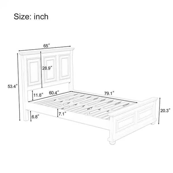 dimension image slide 1 of 2, Traditional Town and Country Style Pinewood Queen Bed-Kids' Beds