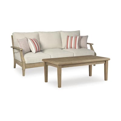 Signature Design by Ashley Clare View Beige 2-Piece Outdoor Package - 81"W x 35"D x 32"H
