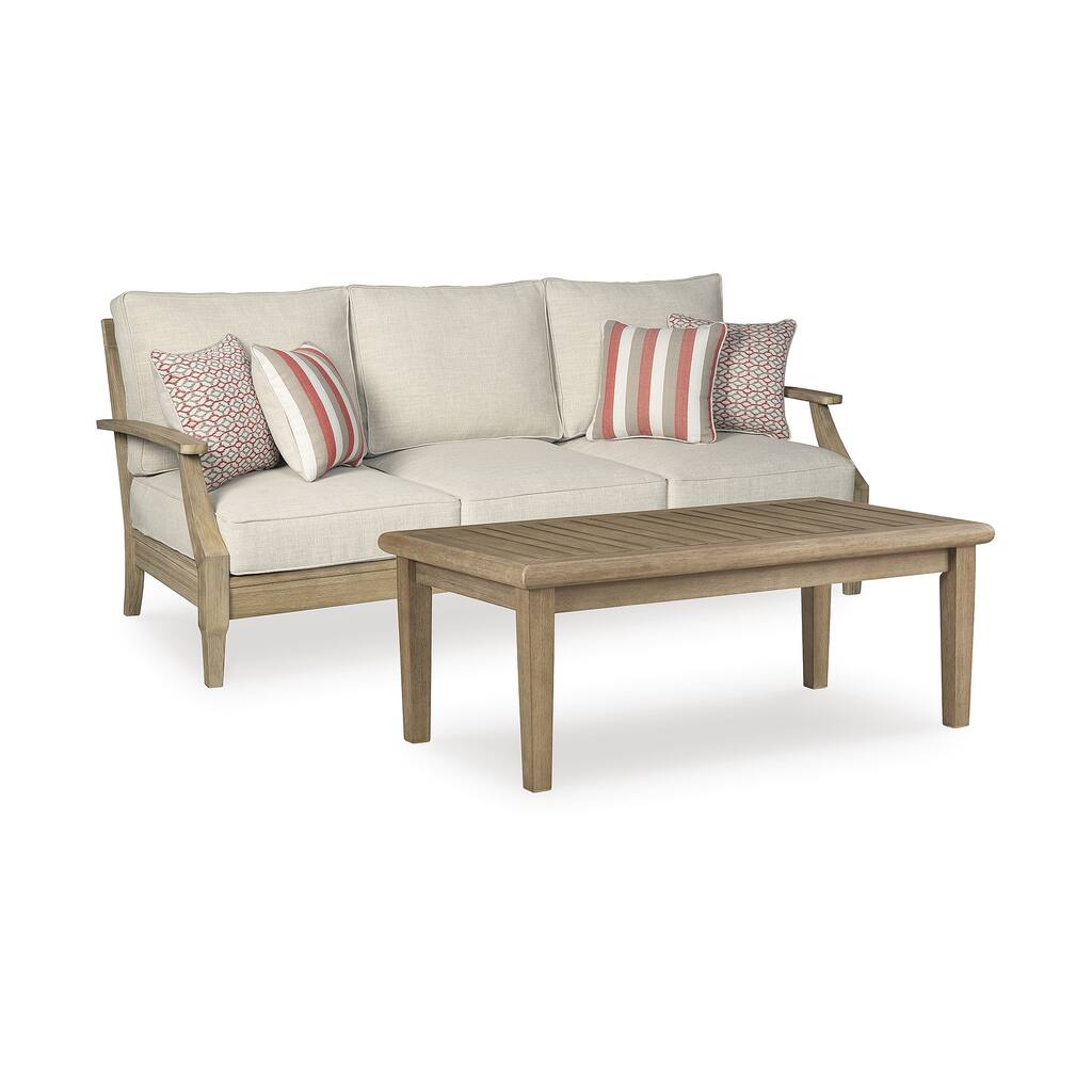 Signature Design by Ashley Clare View Beige 2-Piece Outdoor Package - 81"W x 35"D x 32"H