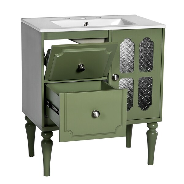 Retro Style 30'' Bathroom Vanity with Resin Sink Combo - Bed Bath