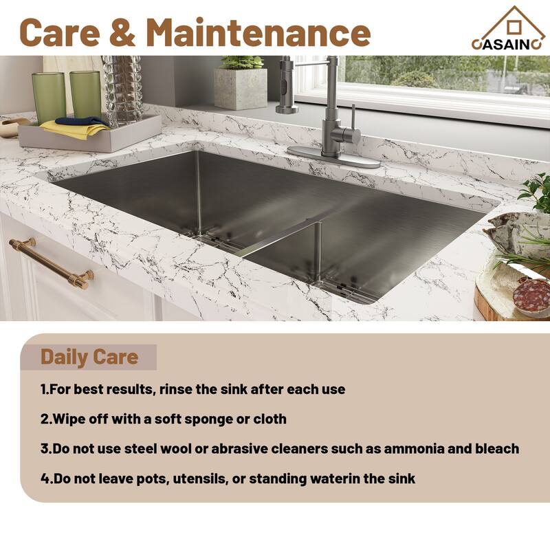 32 in. Undermount Double Bowl 18 Gauge Brushed Stainless Steel Kitchen Sink with Bottom Grid and Basket Strainer