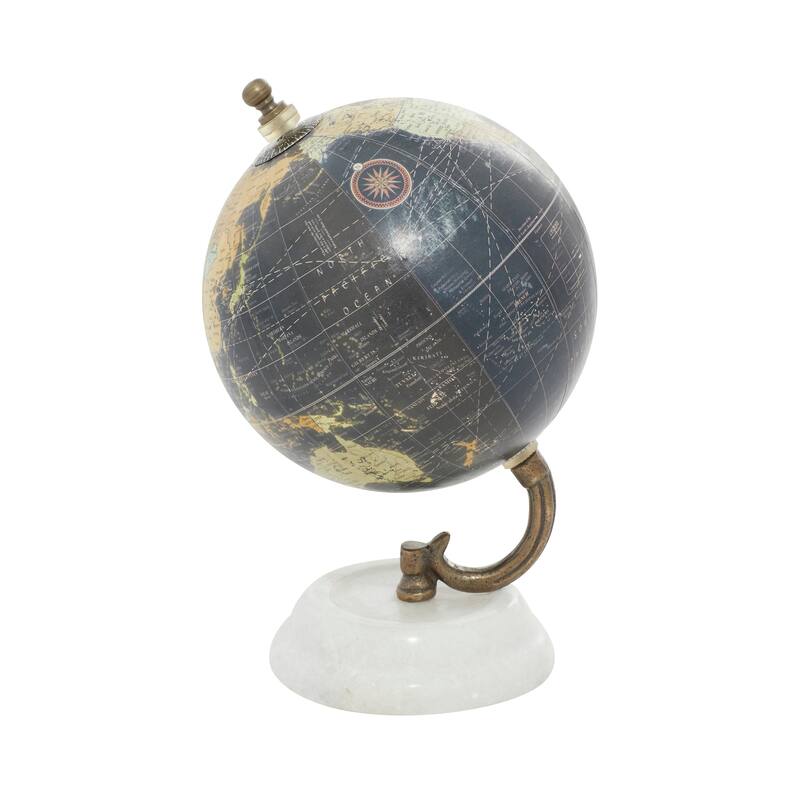Teal, Black or White Marble Globe with Marble Base